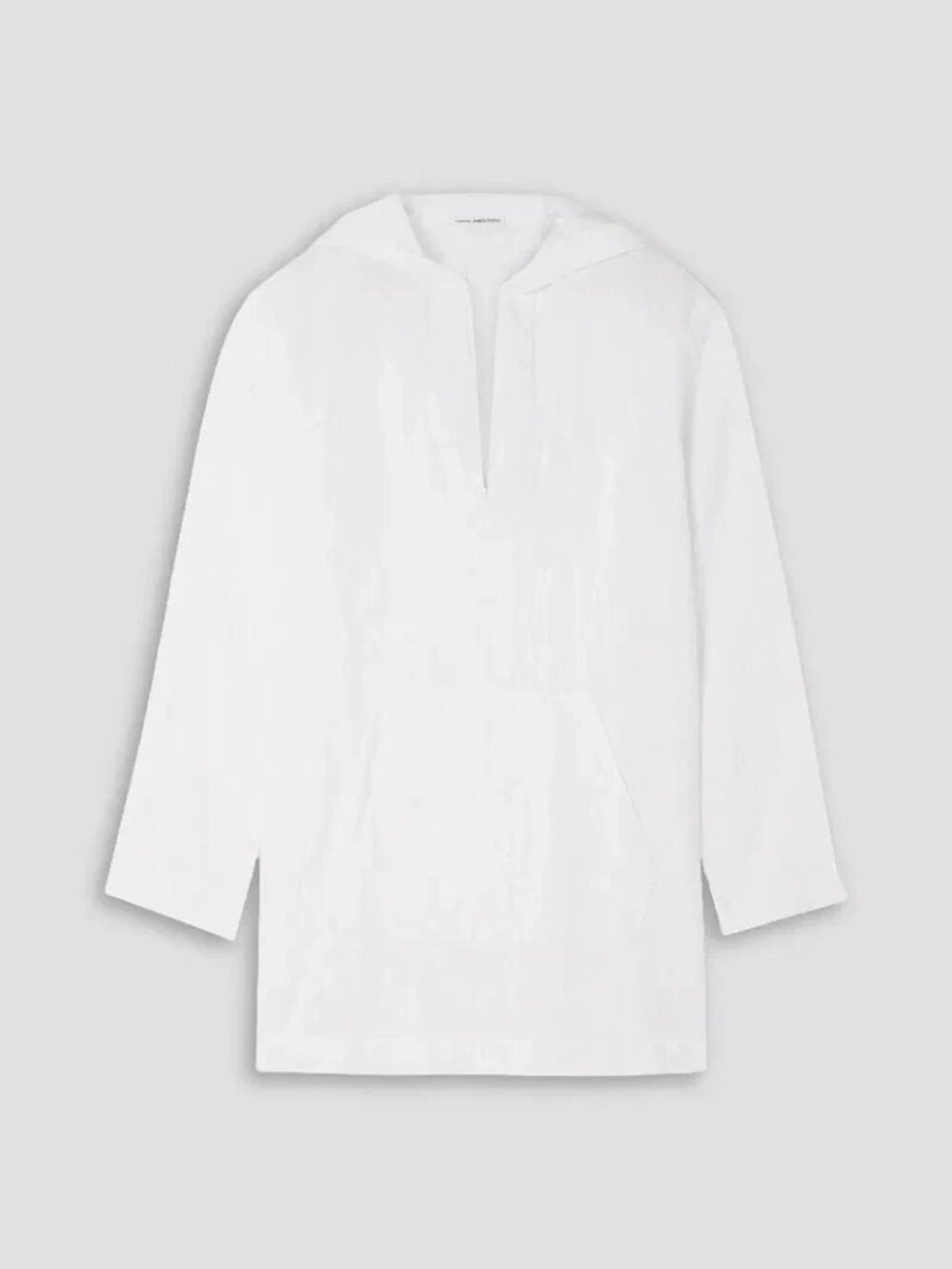 James Perse Standard Top Size 3 Hooded 100% Linen Tunic Kangaroo Pouch White